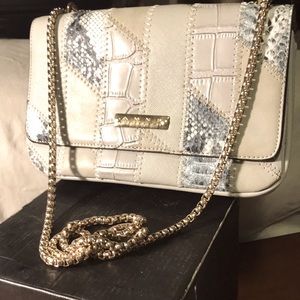 Eva Prokai croc, snakeskin and suede combo bag